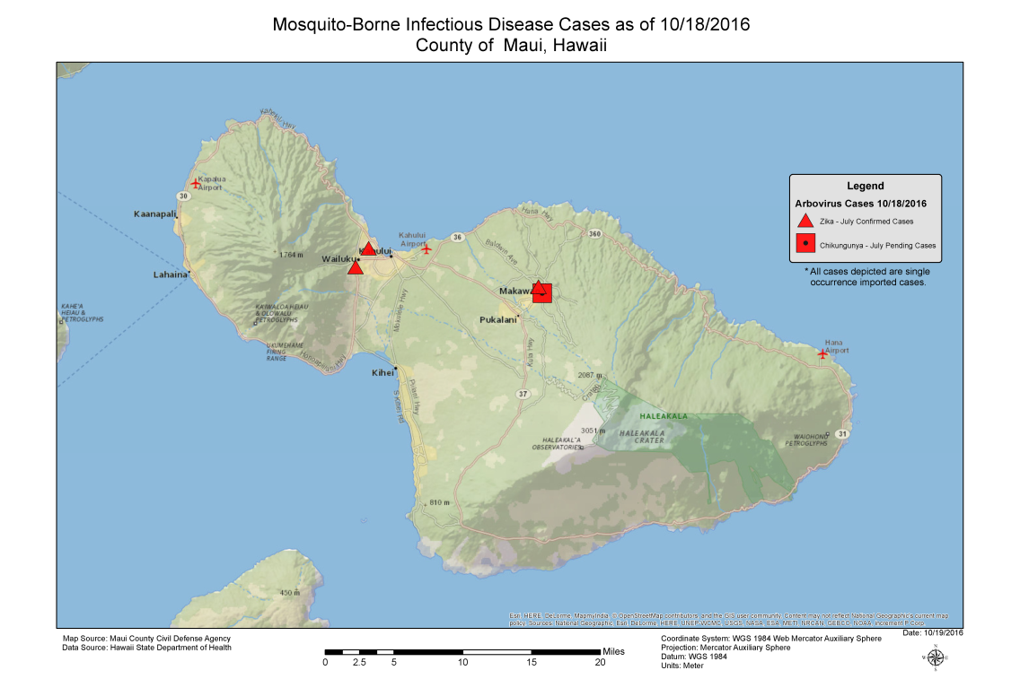 Mosquito-borne infectious disease cases as of 10.18.16. 