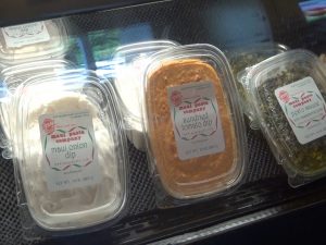 Dips and products available to-go at Maui Pasta Company.  Photo by Kiaora Bohlool.