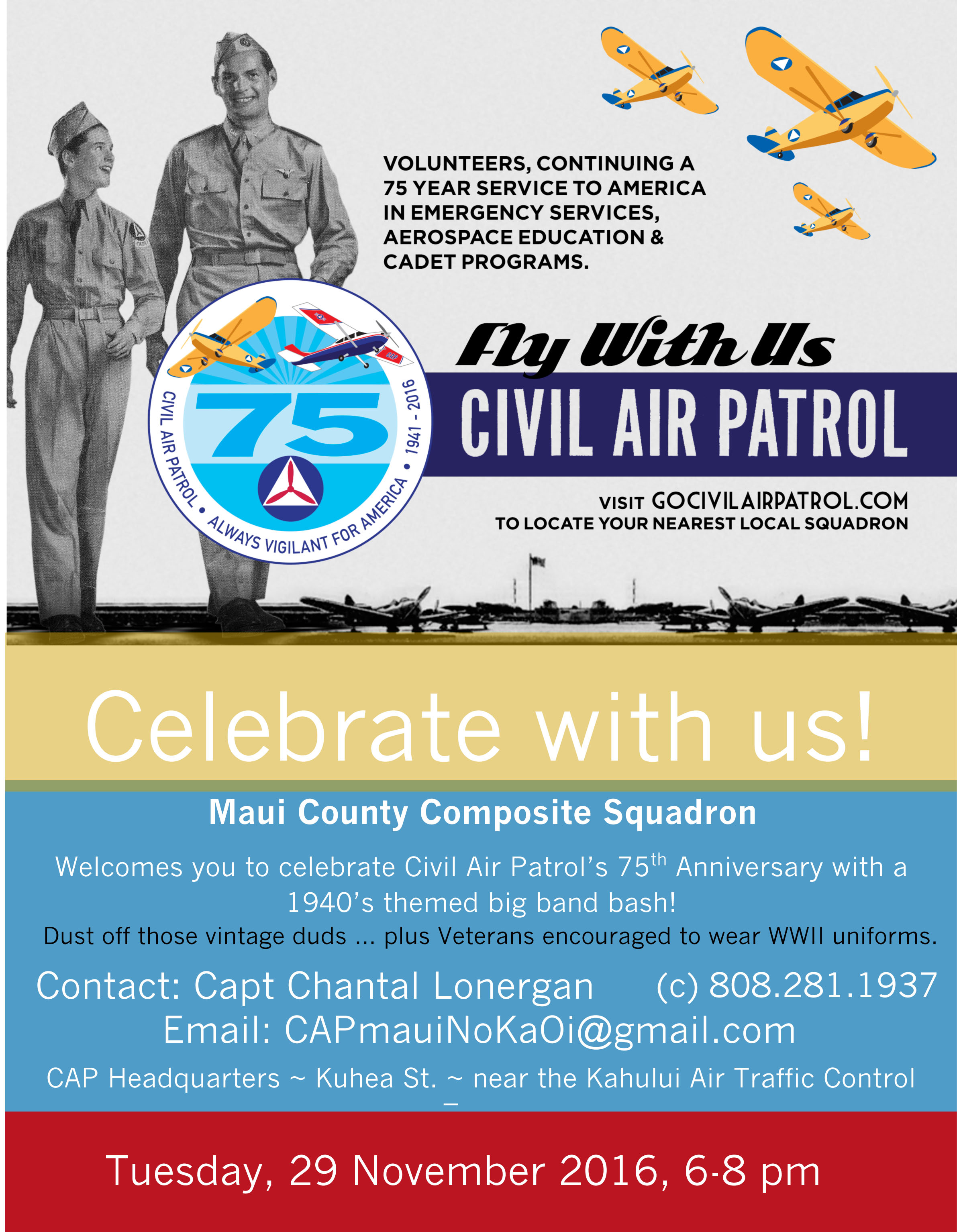 Maui Civil Air Patrol 75th Anniversary Big Band Bash and Open House
