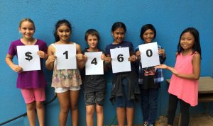 Kīhei Student Council members display the fundraising results of the first community service project, “Pennies for Polio.” (L–R) Ginger Hill (4th), Isabella Romero (5th), Hunter Davis (4th), Ava Arai (4th), Jon Calibuso (5th) and Cliana Yago (4th). Courtesy photo.
