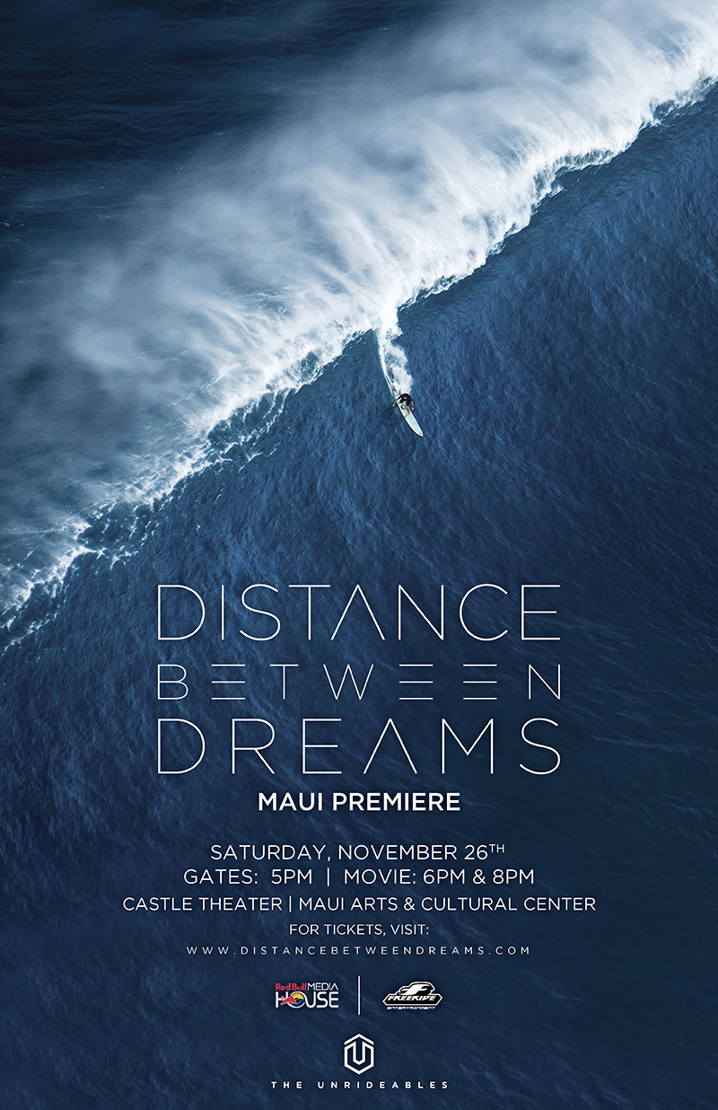 Red Bull Media House presents the Maui premiere of Distance Between Dreams, a film that captures the most historic year in big wave surfing through the eyes of iconic surfer, Ian Walsh, as he sets mind and body in motion to redefine the upper limits of what’s considered ‘rideable’. 