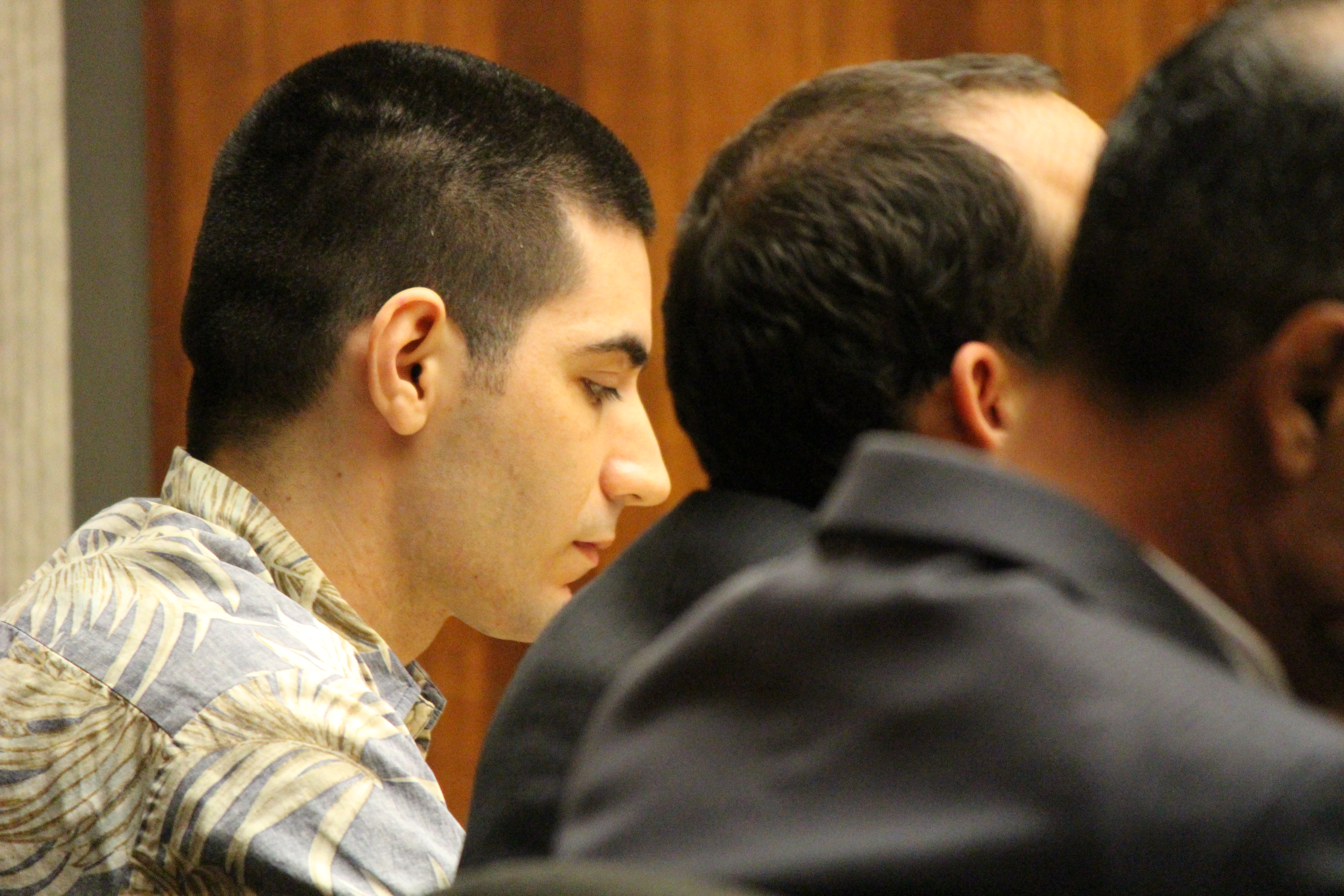 State v Capobianco trail. Defense Attorney Jon Apo in foreground (right) with fellow defense attorney Matthew Nardi (left) and defendant Steven Capobianco (background middle) . PC: 12.01.16 by Wendy Osher.