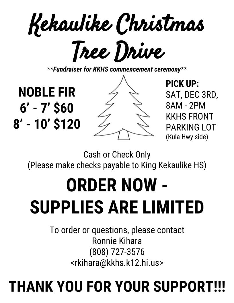 2016 Kekaulike Christmas Tree Drive event flyer.