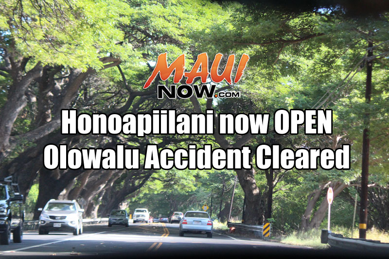 Honoapiʻilani Hwy (30) is now OPEN in Olowalu following a traffic accident. Maui Now graphic/file image.