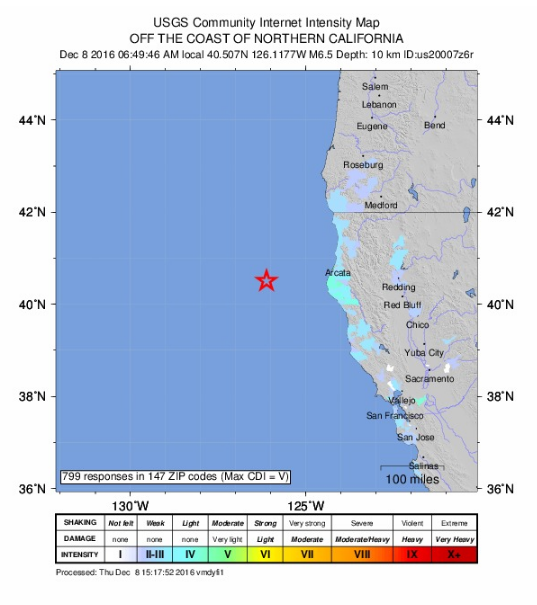 California earthquake, 12.08.16. PC: USGS