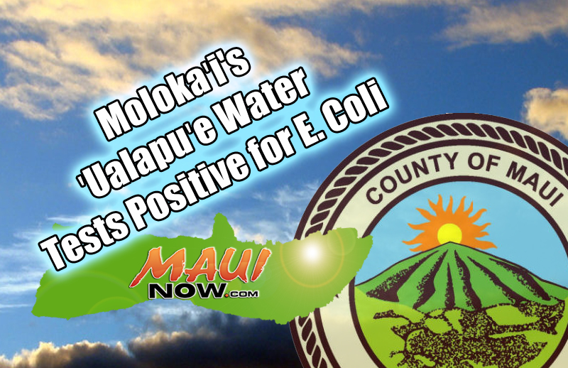 Molokaʻi's ʻUalapuʻe water tests positive for E. Coli bacteria. Maui Now image.